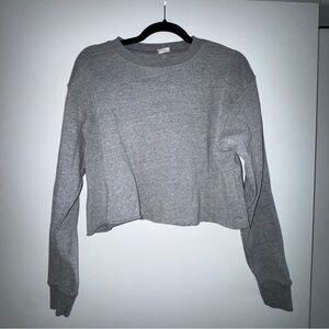 Women's Heather Gray Cutoff Cropped Sweatshirt